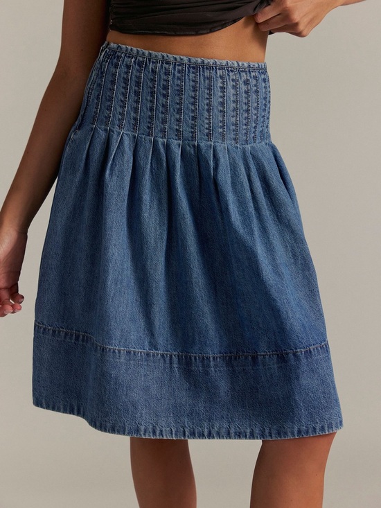 Free People Dresses & Skirts - NWT Free People We The Free Peyton Pintuck Denim A-Line Midi Skirt Size 2